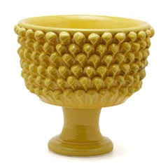 Vaso Ciotola Fenice Pigna Con Piede Ceramica Gialla H31 D33 EDG - Enzo De Gasperi - 1100351A200