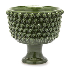 Vaso Ciotola Fenice Pigna Con Piede Ceramica Verde H31 D33 EDG - Enzo De Gasperi - 1100351A700