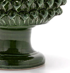 Vaso Ciotola Fenice Pigna Con Piede Ceramica Verde H24,5 D28 EDG - Enzo De Gasperi - 1100352A700