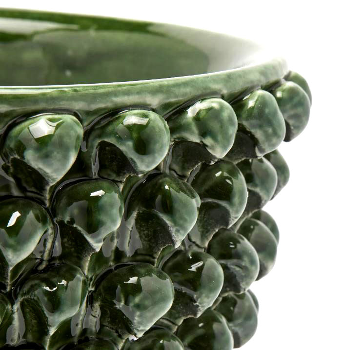 Vaso Ciotola Fenice Pigna Con Piede Ceramica Verde H24,5 D28 EDG - Enzo De Gasperi - 1100352A700