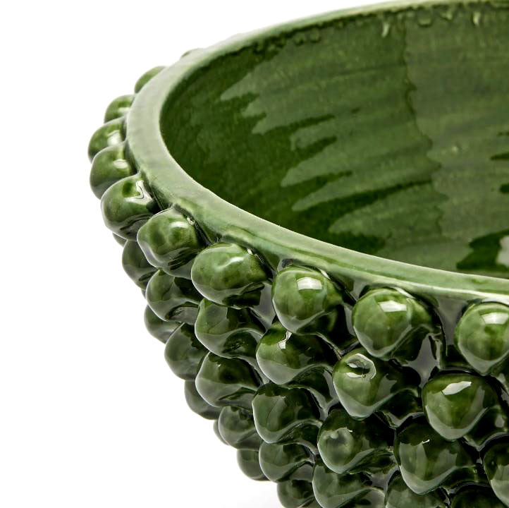 Vaso Ciotola Fenice Pigna Con Piede Ceramica Verde H24,5 D40 EDG - Enzo De Gasperi - 1100353A700