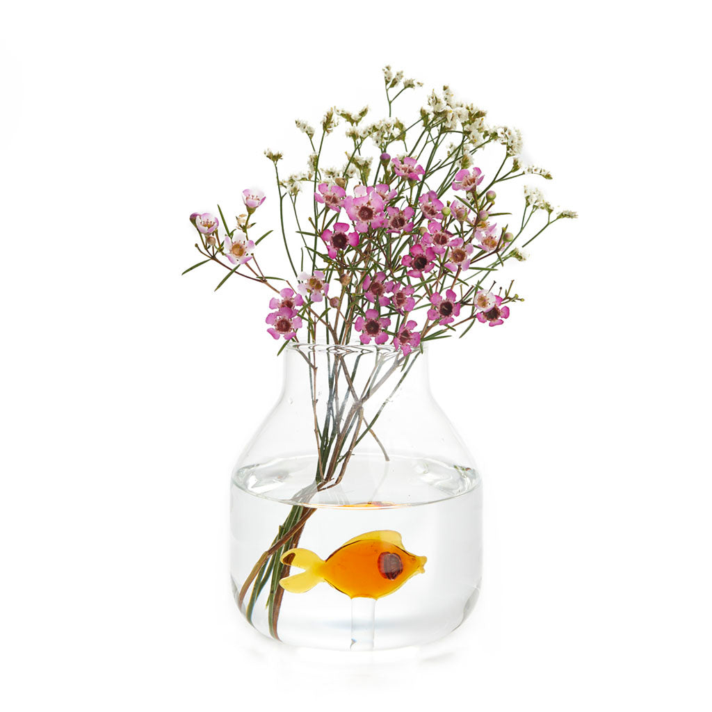 Vaso Conico Atlantis Pesciolino Ambra in vetro - 27361