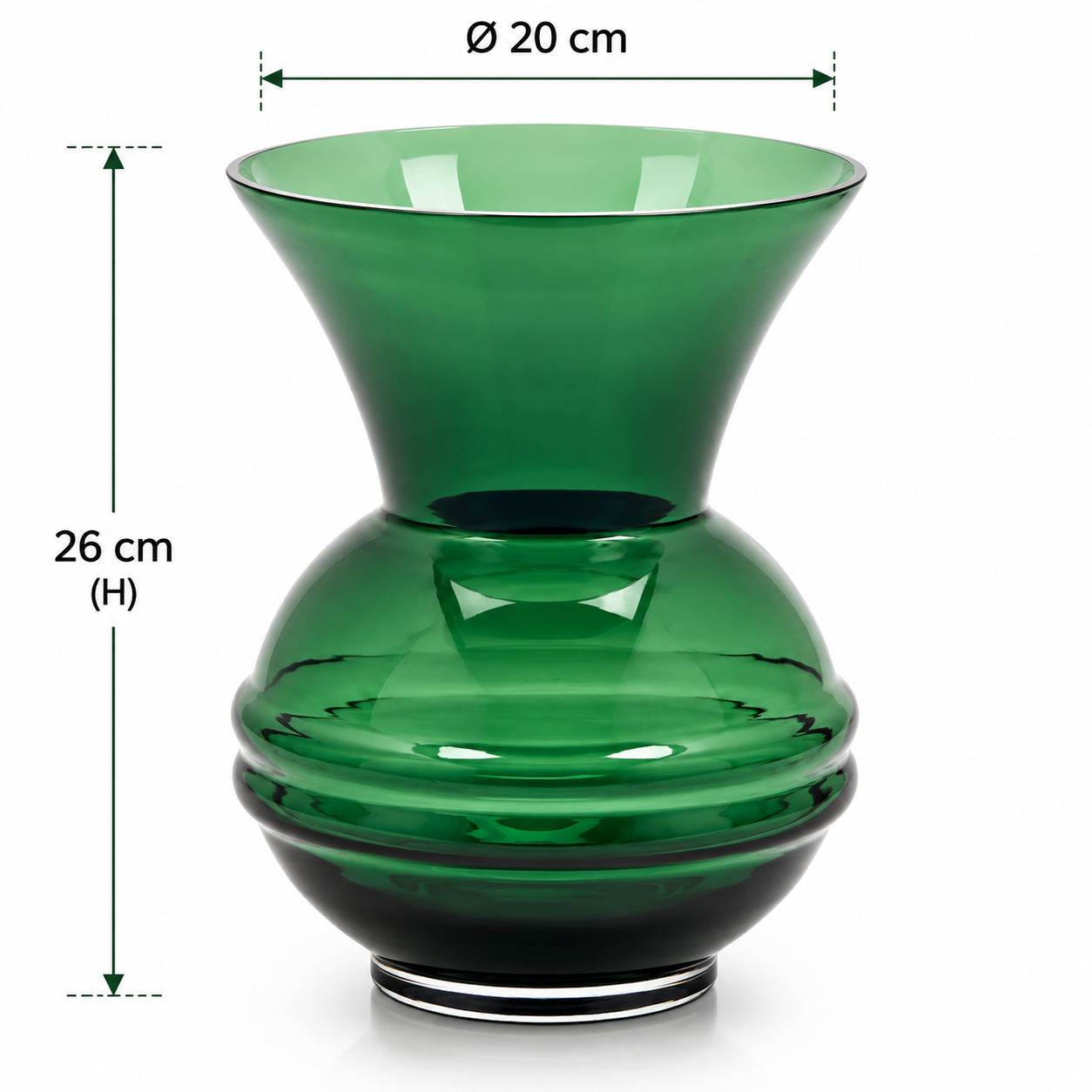 Vaso Coppa Verde EDG Enzo De Gasperi in vetro con dimensioni H 26 × Ø 20 cm