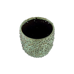 Danillo - Portavaso in ceramica verde con motivo a gocce rotonde  - CONFIG0391