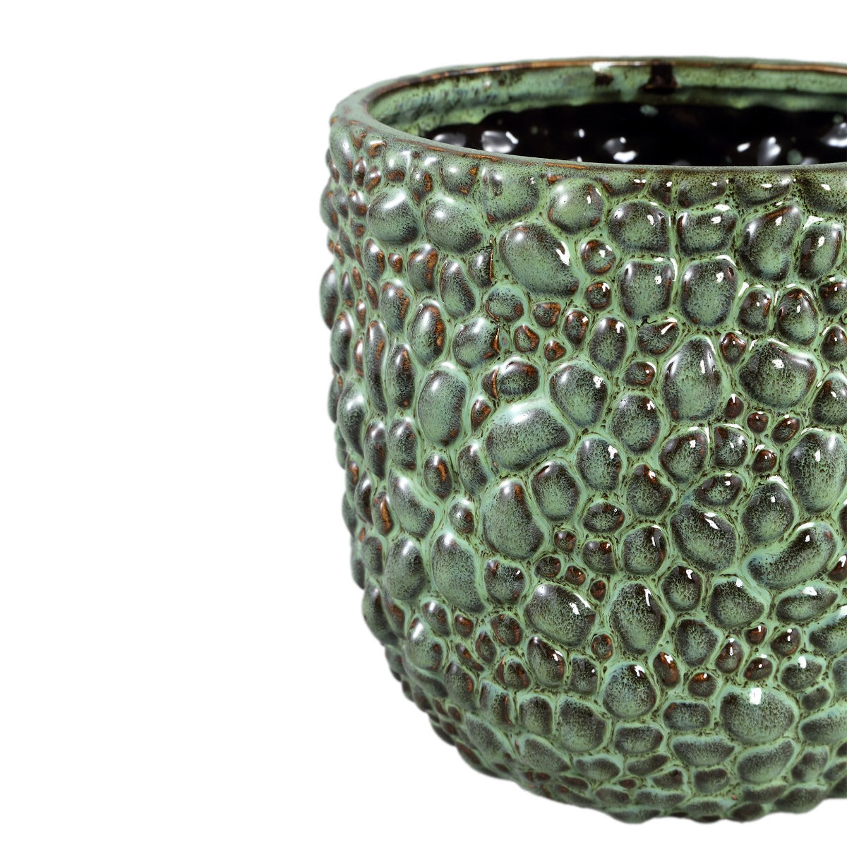 Danillo - Portavaso in ceramica verde con motivo a gocce rotonde  - CONFIG0391