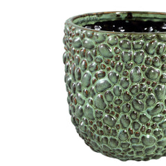 Danillo - Portavaso in ceramica verde con motivo a gocce rotonde  - CONFIG0391