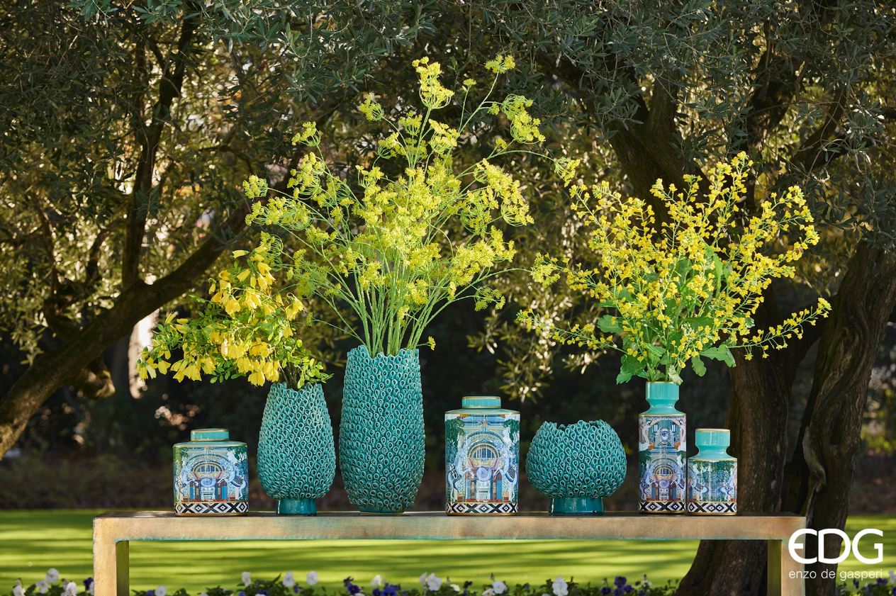 Vaso Deco in Ceramica Turchese H40 D25 CM - EDG Enzo De Gasperi - 1100146A885