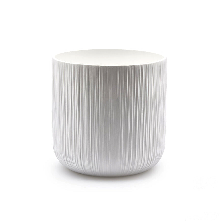 Vaso in Ceramica Bianco Rigato H18 D18 EDG | Design Moderno e Minimalista