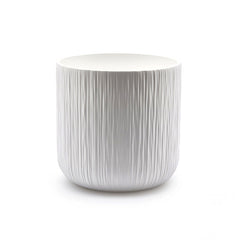 Vaso in Ceramica Bianco Rigato H18 D18 EDG | Design Moderno e Minimalista