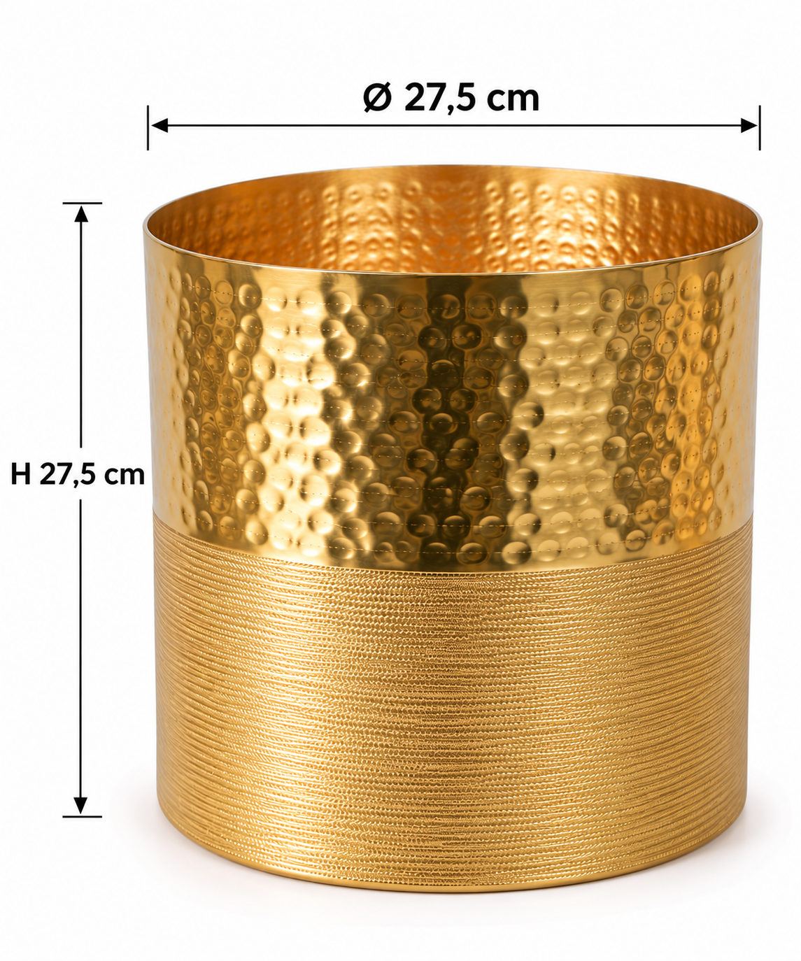 Dimensioni Vaso Grace M in alluminio oro Ø27,5 × H27,5 cm