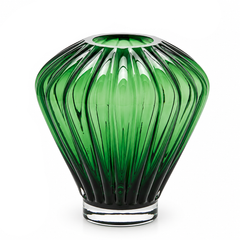 Vaso Diamante Verde in vetro EDG Enzo De Gasperi H 27 × Ø 23 cm con lavorazione scanalata verticale effetto Diamante