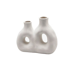 Vaso doppio in ceramica bianca H18 - 017233