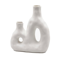 Vaso doppio in ceramica bianca H27 - 017234