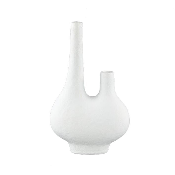 Hann - Vaso bianco in polyresina con doppio collo H36,5 - 710293