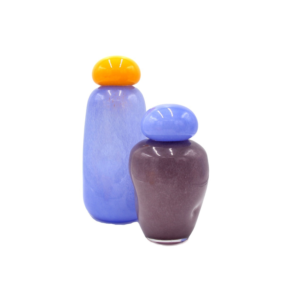 Vaso Dulce L Vetro Azzurro con Tappo Giallo | Vasi di Design in Vetro Colorato - PT4152LB