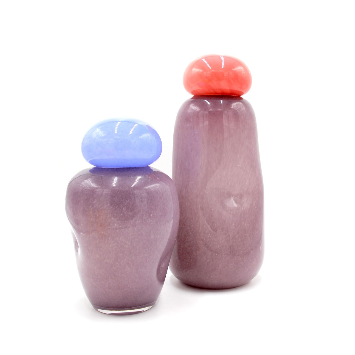 Vaso Dulce L Vetro Viola con Tappo Rosa | Vasi di Design in Vetro Colorato - PT4152PU