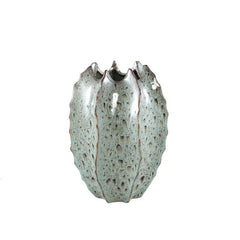 Emma - vaso in ceramica grigia con bordo appuntito a costine alto H31 - 716643
