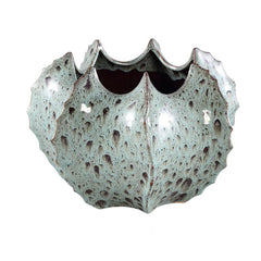 Emma - vaso in ceramica grigia con bordo appuntito a costine basso H20 - 716642