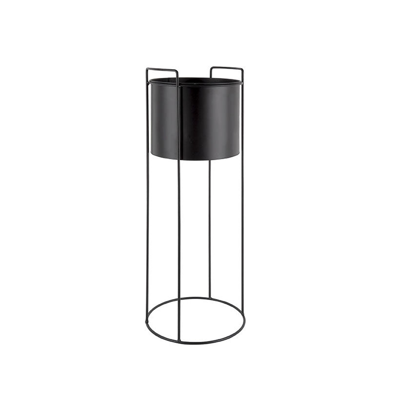 Portavaso Essence in Metallo Nero su Piedistallo H63 | Vasi di Design in Metallo - PT3698BK-M