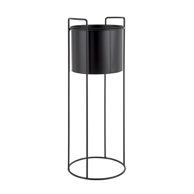 Portavaso Essence in Metallo Nero su Piedistallo H80 | Vasi di Design in Metallo - PT3698BK-L
