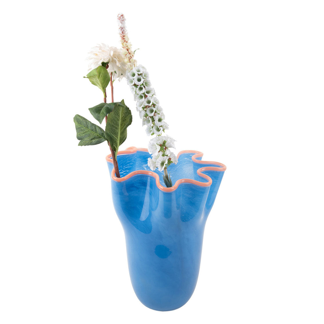 Present Time - Vaso Ruffles Blu H31,5 D23 CM | Vasi di Design in Vetro Colorato - PT4160BL
