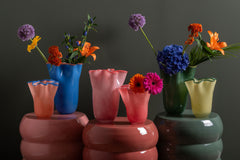 Present Time - Vaso Ruffles Rosa H31,5 D23 CM | Vasi di Design in Vetro Colorato - PT4160LP