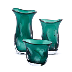 Vaso Fluxus Svasato Verde Ottanio | Vasi in vetro design EDG - CONFIG0409