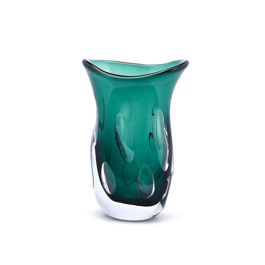 Vaso Fluxus Svasato Verde Ottanio H30 | Vasi in vetro design EDG - 107889