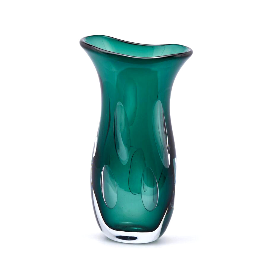 Vaso Fluxus Svasato Verde Ottanio H37 | Vasi in vetro design EDG - 107887