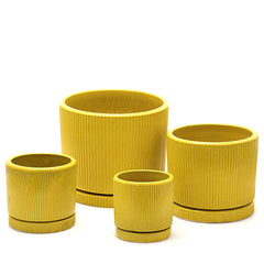 Vaso Glaze Rotondo EDG in Terracotta Gialla H19 con Sottopiatto Integrato