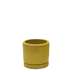 Vaso Glaze Rotondo EDG in Terracotta Gialla H23 con Sottopiatto Integrato