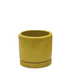 Vaso Glaze Rotondo EDG in Terracotta Gialla H28 con Sottopiatto Integrato