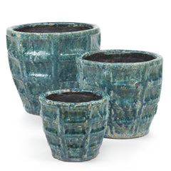Blue | Vaso in ceramica motivo a rettangoli  - CONFIG0357