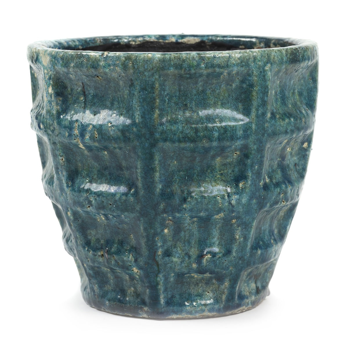Blue | Vaso in ceramica motivo a rettangoli H24 - B3821102