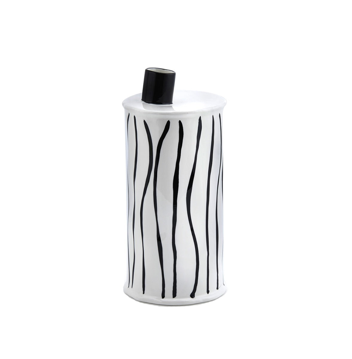 Vaso moderno bottiglia righe bianco e nero - 011844