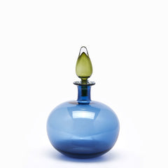 Vaso Azzurro con Tappo Verde H38 D25 | Vasi in Vetro Design EDG - 1100441A800