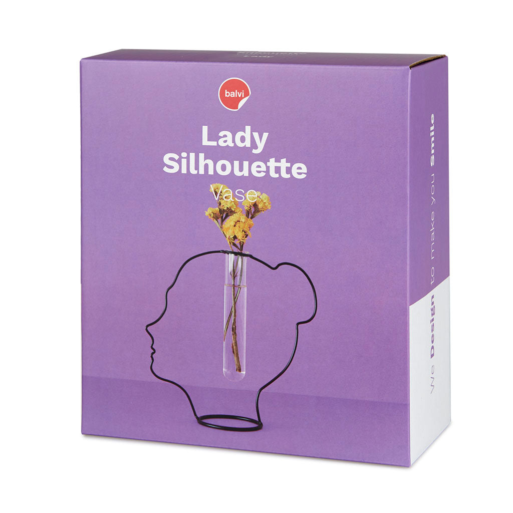 Vaso Lady Silhouette nero in metallo e vetro H20 - 27600