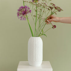 Vaso Alto Maglia H26 | Vasi di Desingn in Ceramica Bianca - 0017214
