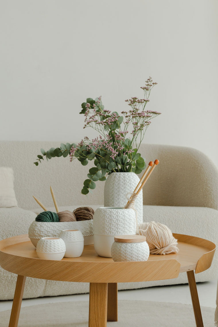 Vaso Alto Maglia H26 | Vasi di Desingn in Ceramica Bianca - 0017214