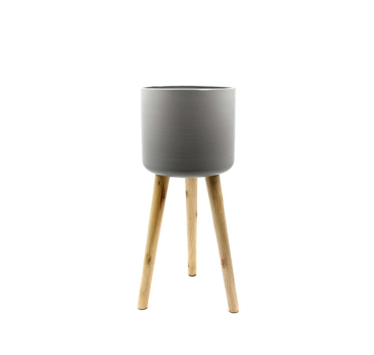 Vaso Metal Grey H60 : Portavaso in metallo su piedi di legno - 9420509-88-M