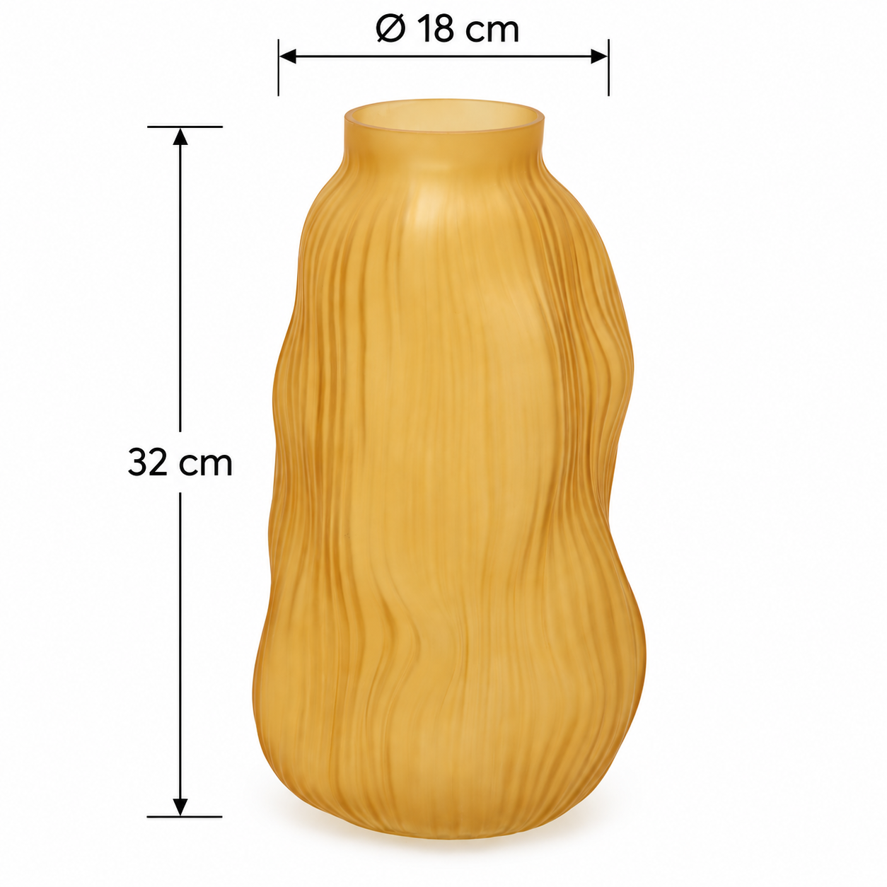 Vaso Millerighe Sinuoso Ambra EDG Enzo De Gasperi in vetro con dimensioni H 32 × Ø 18 cm