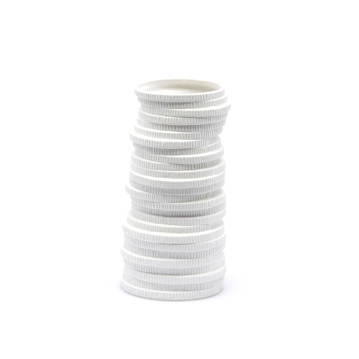 Vaso Monete H31 | Vaso in ceramica bianca collezione EDG - Enzo De Gasperi - 019993