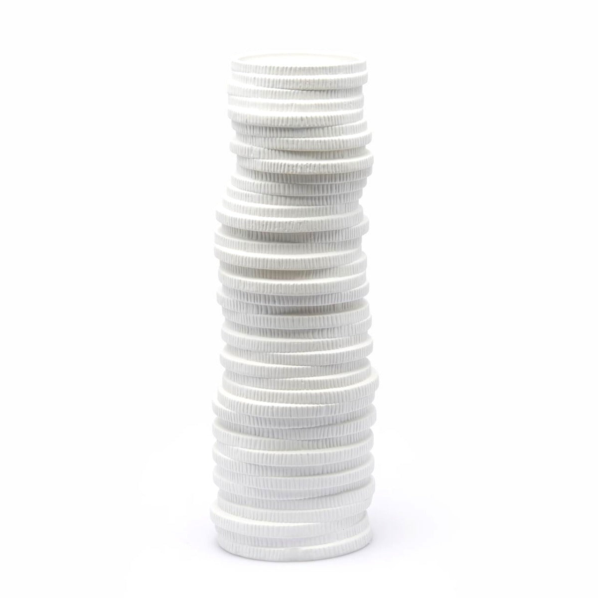 Vaso Monete H47 | Vaso in ceramica bianca collezione EDG - Enzo De Gasperi - 019994