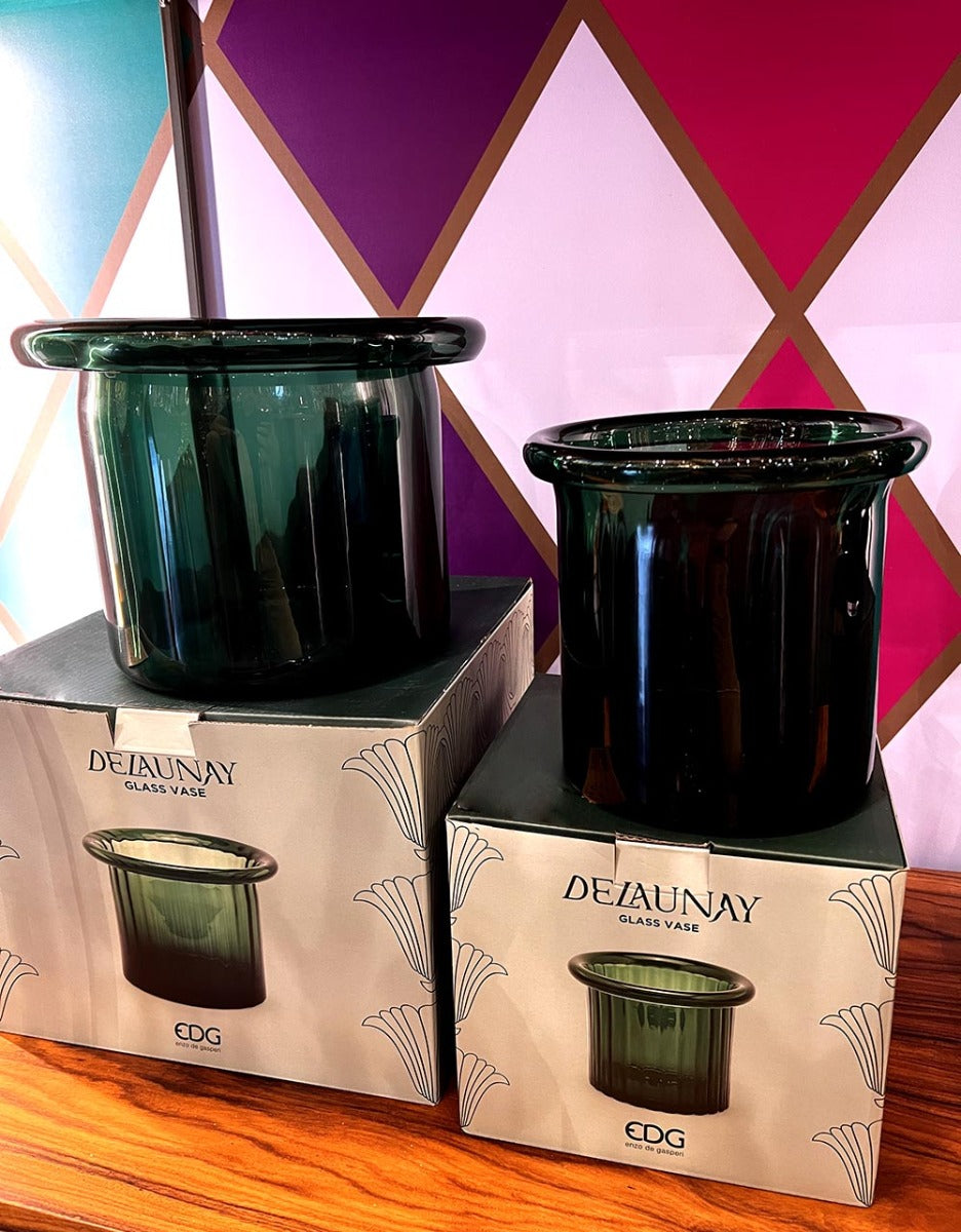 Vaso Pillar con Bordo Dark Green | Vasi in Vetro Design EDG Enzo De Gasperi - CONFIG0408