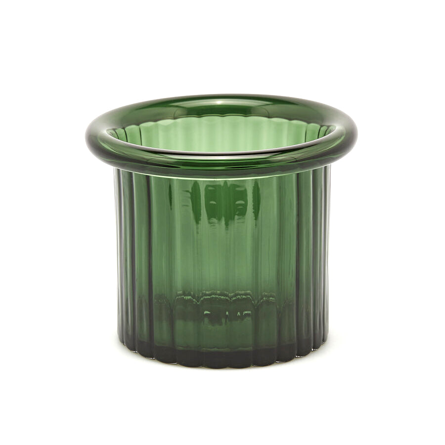 Vaso Pillar con Bordo Dark Green H16 X D18,5 - 107477