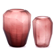 Vaso Poliedro Rosa Antico - Vaso in Vetro Sfaccettato Svasato - CONFIG0406