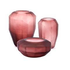 Vaso Poliedro Rosa Antico - Vaso in Vetro Sfaccettato Svasato - CONFIG0406