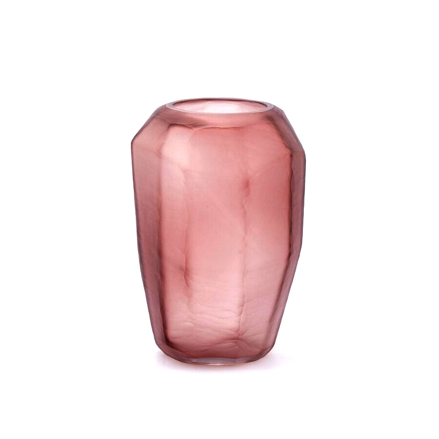 Vaso Poliedro Rosa Antico L - Vaso in Vetro Sfaccettato Svasato H28 X D19 - 104606,53
