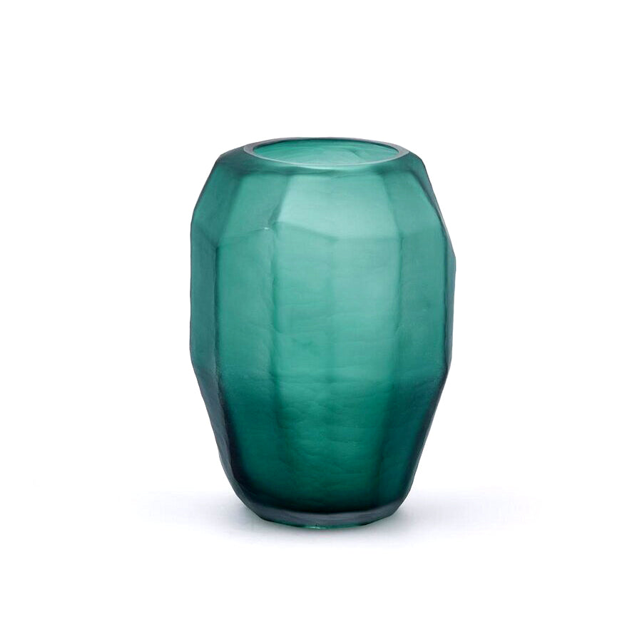 Vaso Poliedro Verde L - Vaso in Vetro Sfaccettato Svasato H28 X D19 - 104606,70