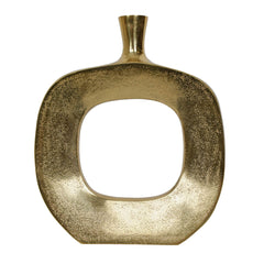 Vaso decorativo quadrato in alluminio oro H30,5 cm